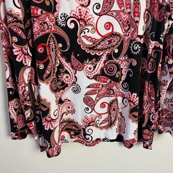 Chico's Paisley Print Long Sleeve Top Sz 3 (XL) Artsy Elegant Casual Boho - Picture 4 of 10